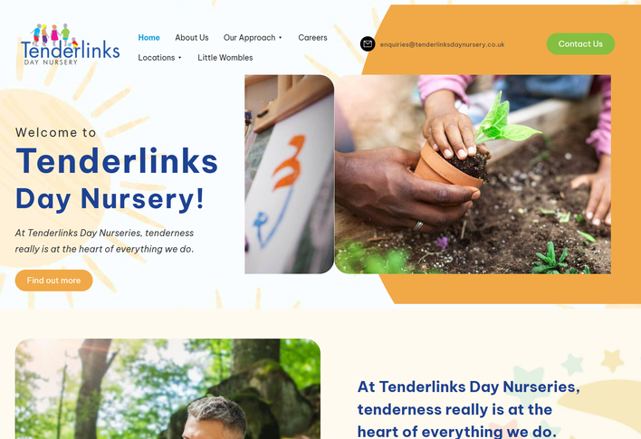 A responsive website design on desktop for a nursery