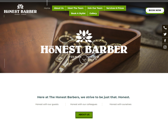 A website design by it'seeze for a barbers near Clapham