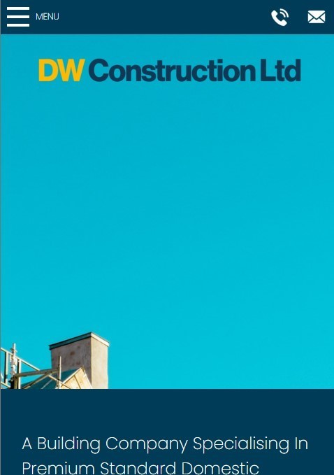 A responsive website design on mobile for a construction company