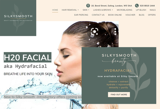 A responsive website design on desktop for a beauty salon