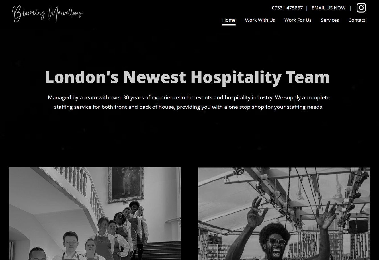 A responsive website design on desktop for a staffing service in London.