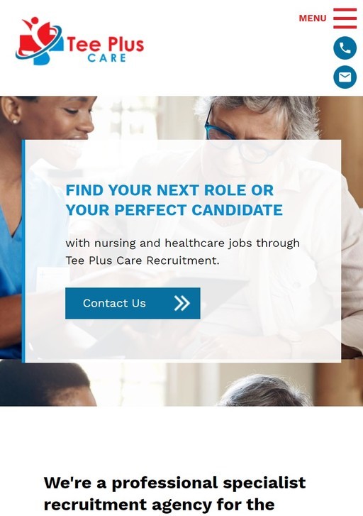 A responsive website design on mobile for a nursing agency