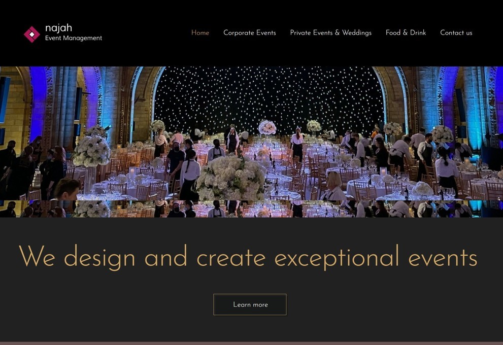 A responsive website design on desktop for event management